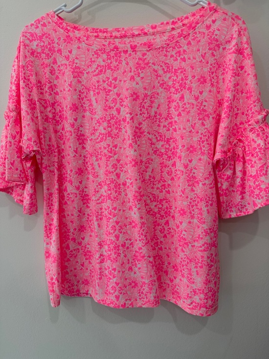 Lilly Pulitzer Tops - Lilly Pulitzer Pink Floral Ruffle Sleeve Top